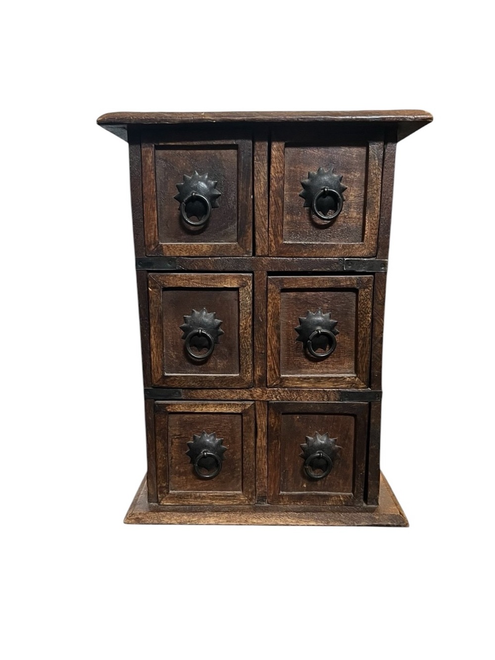 Rustic Dark Wood Six-Drawer Apothecary Chest - Dark Brown